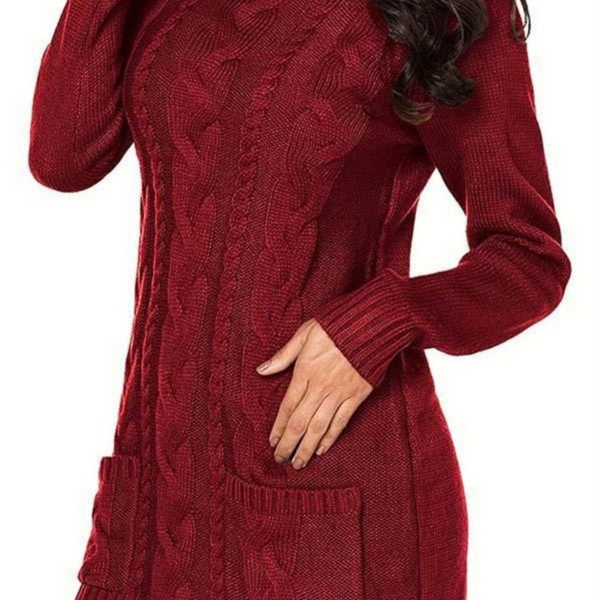 Pocket Cable Turtleneck Sweater