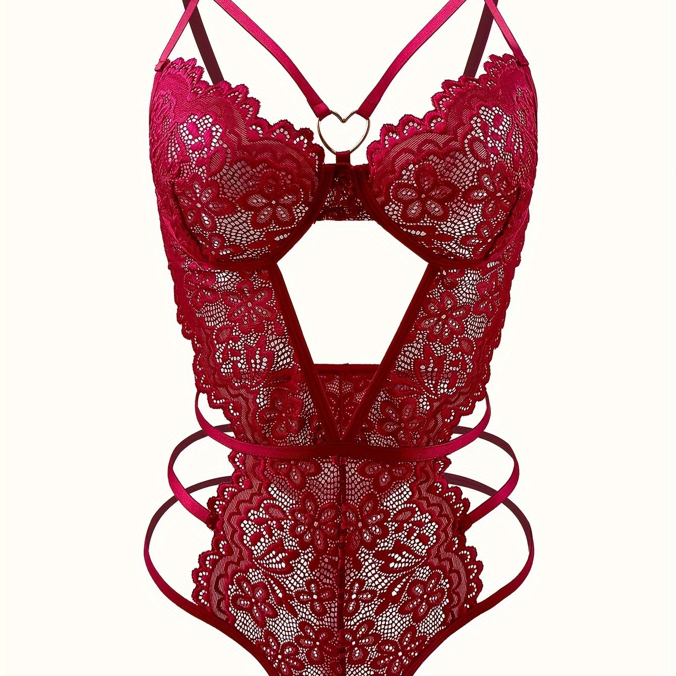 Women Floral Lace Teddy Bodysuit