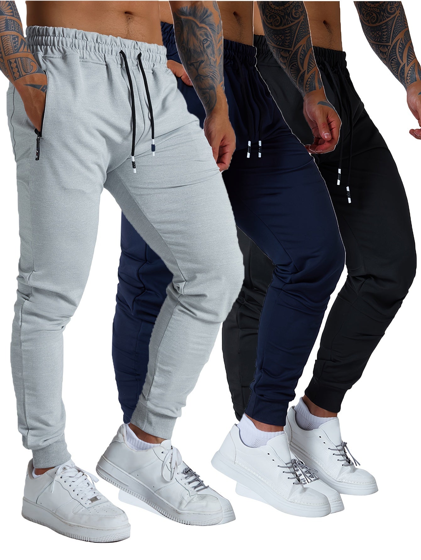 Men’s Tapered Athletic Sweatpants – 3-Piece Set