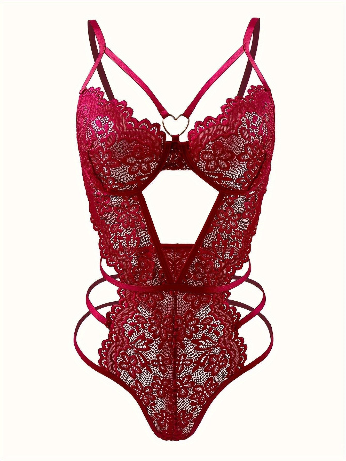 Women Floral Lace Teddy Bodysuit