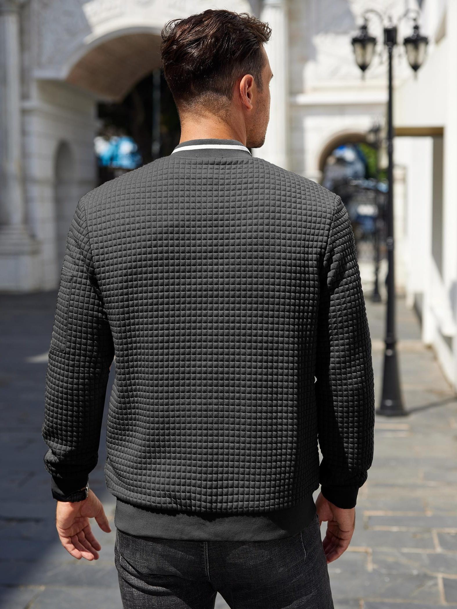 ELESOL Waffle Knit Bomber Jacket