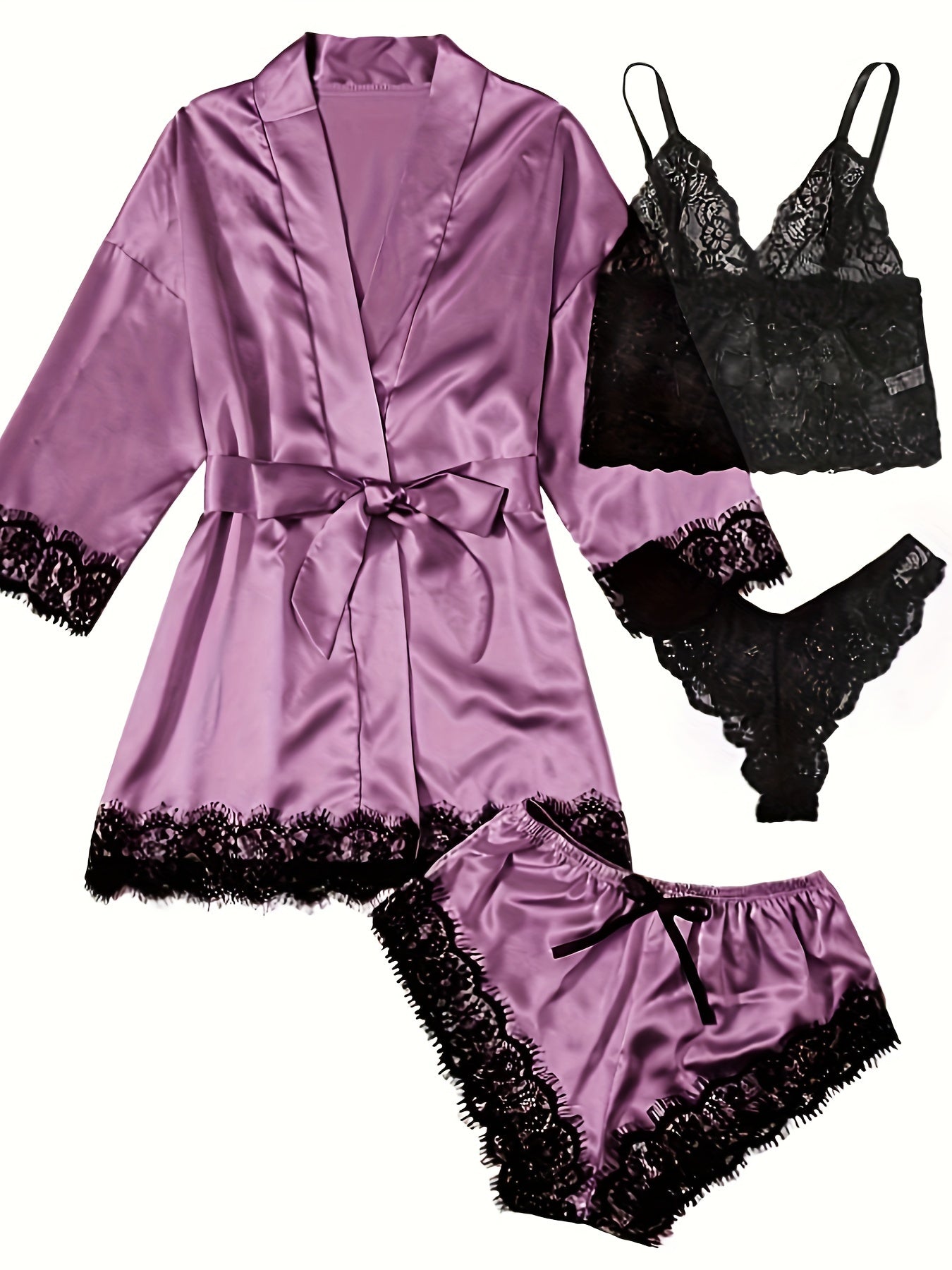 Plus Size Lace Suspender Nightwear Set