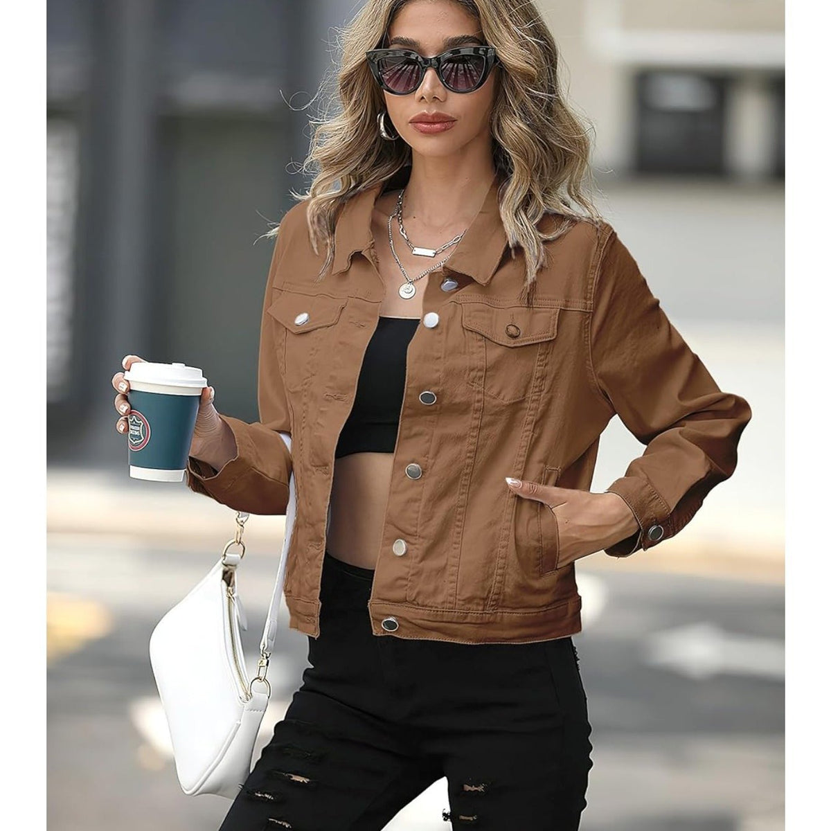 Women’s Vintage Brown Denim Button Jacket