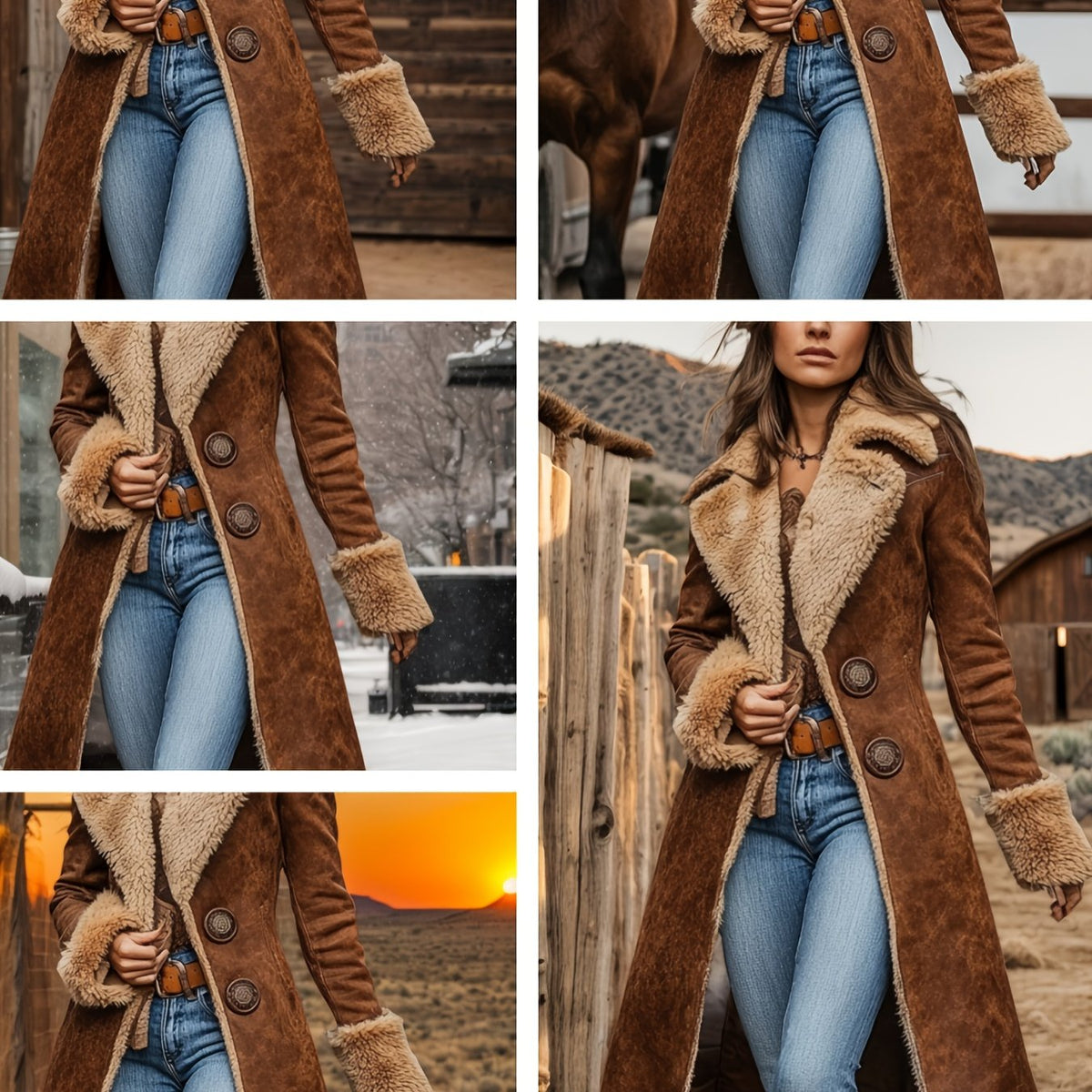 Women’s Vintage Plush Long Trench Coat