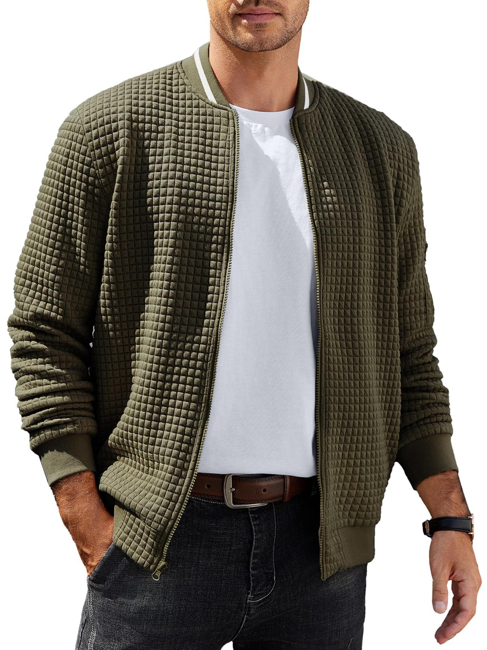 ELESOL Waffle Knit Bomber Jacket