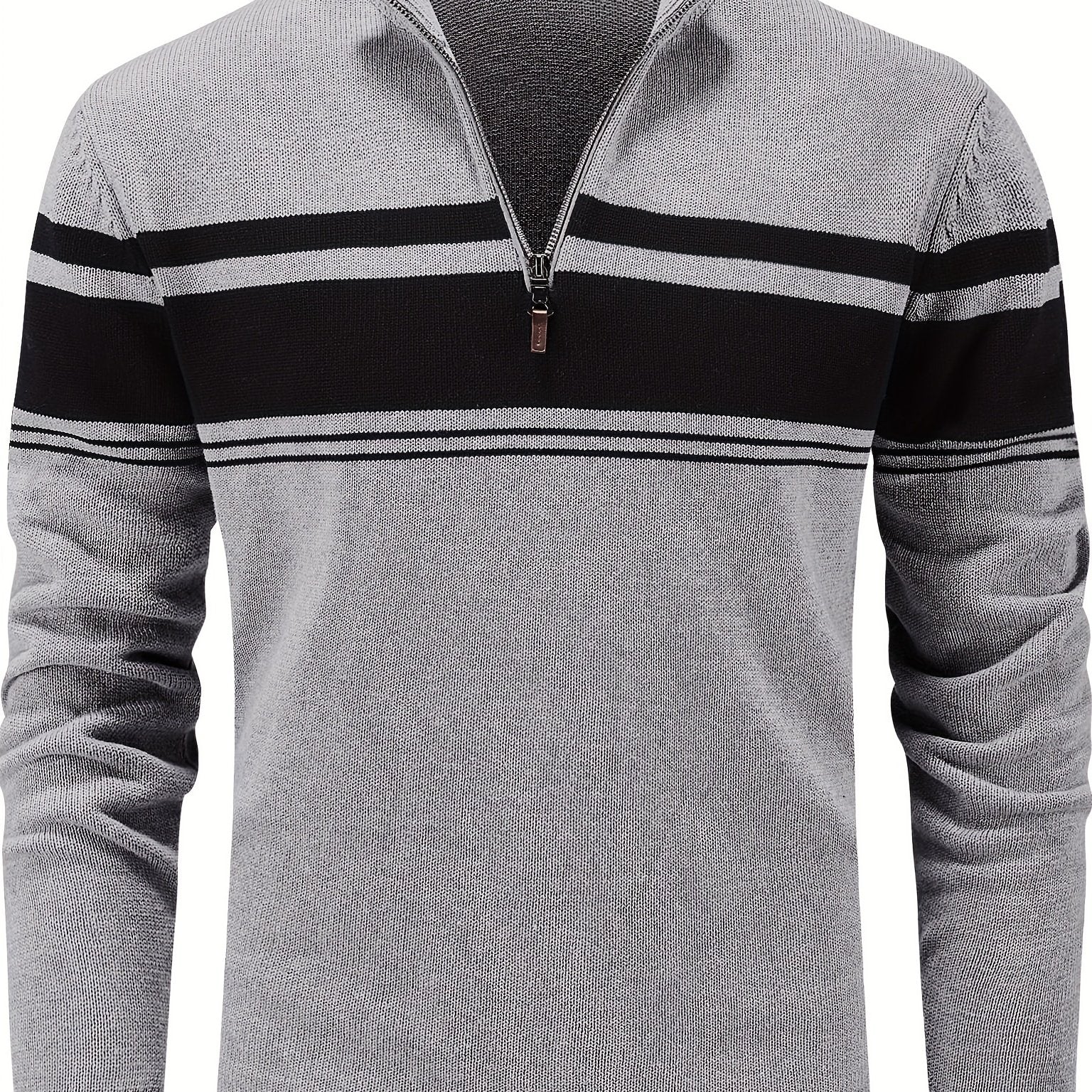 Stripe Zip Knit Pullover