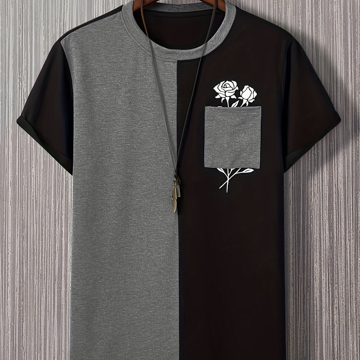 Men’s Rose Color-Block Print T-Shirt