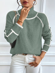Color Block Ribbed Winter Pullover