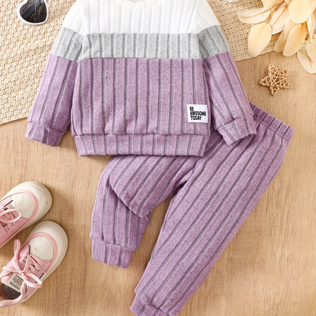 Baby Girl Color-Block Knit Two-Piece Winter Set