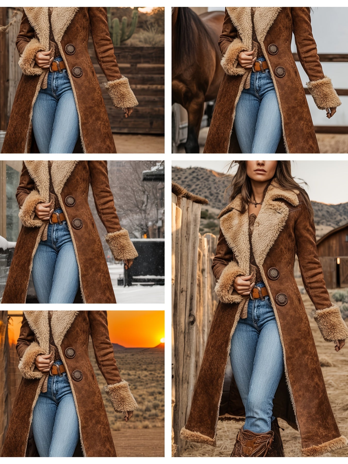 Women’s Vintage Plush Long Trench Coat