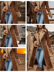 Women’s Vintage Plush Long Trench Coat