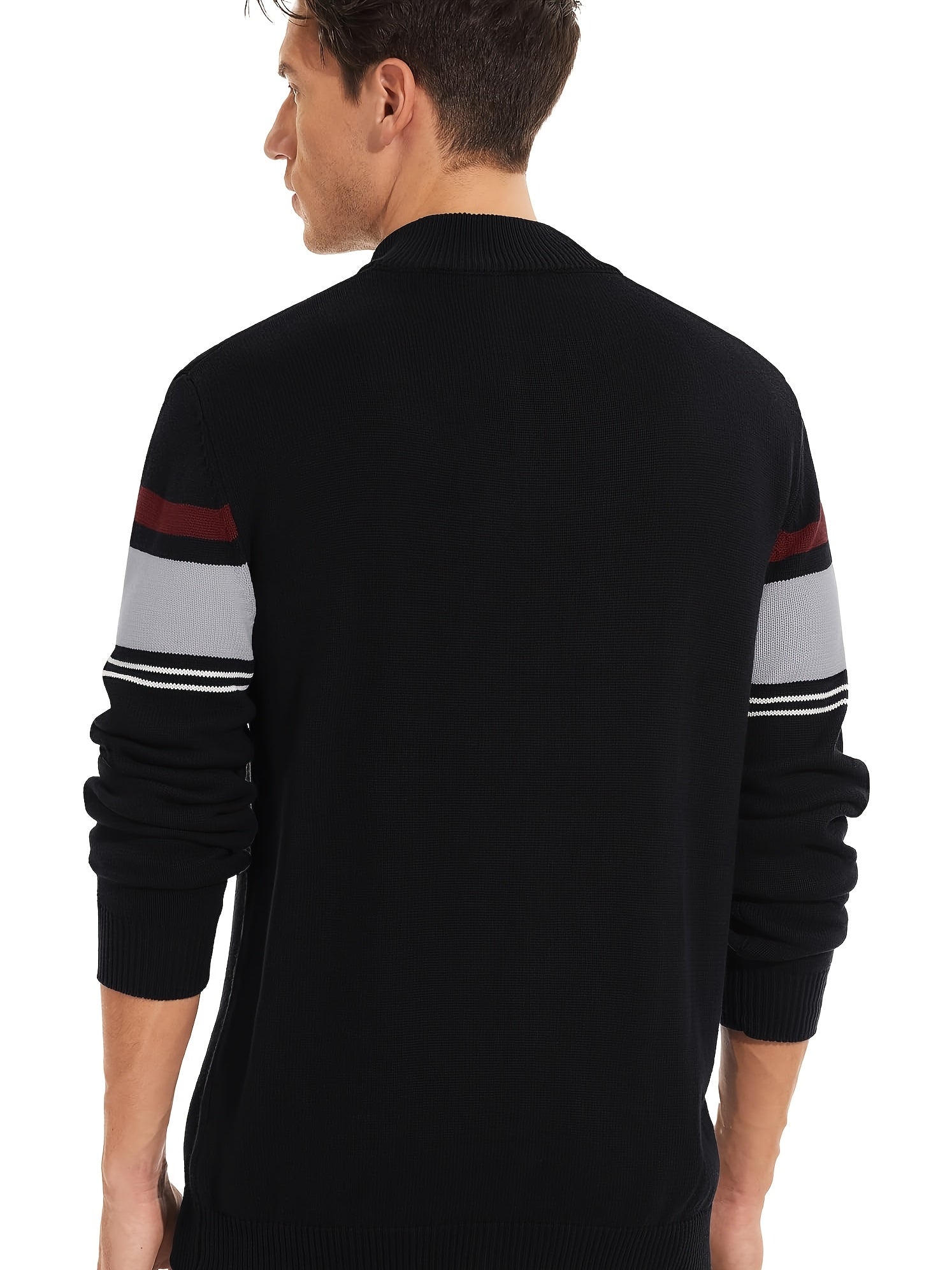 Stripe Zip Knit Pullover