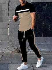 Men’s Casual 2-Piece Printed T-Shirt & Pants Set