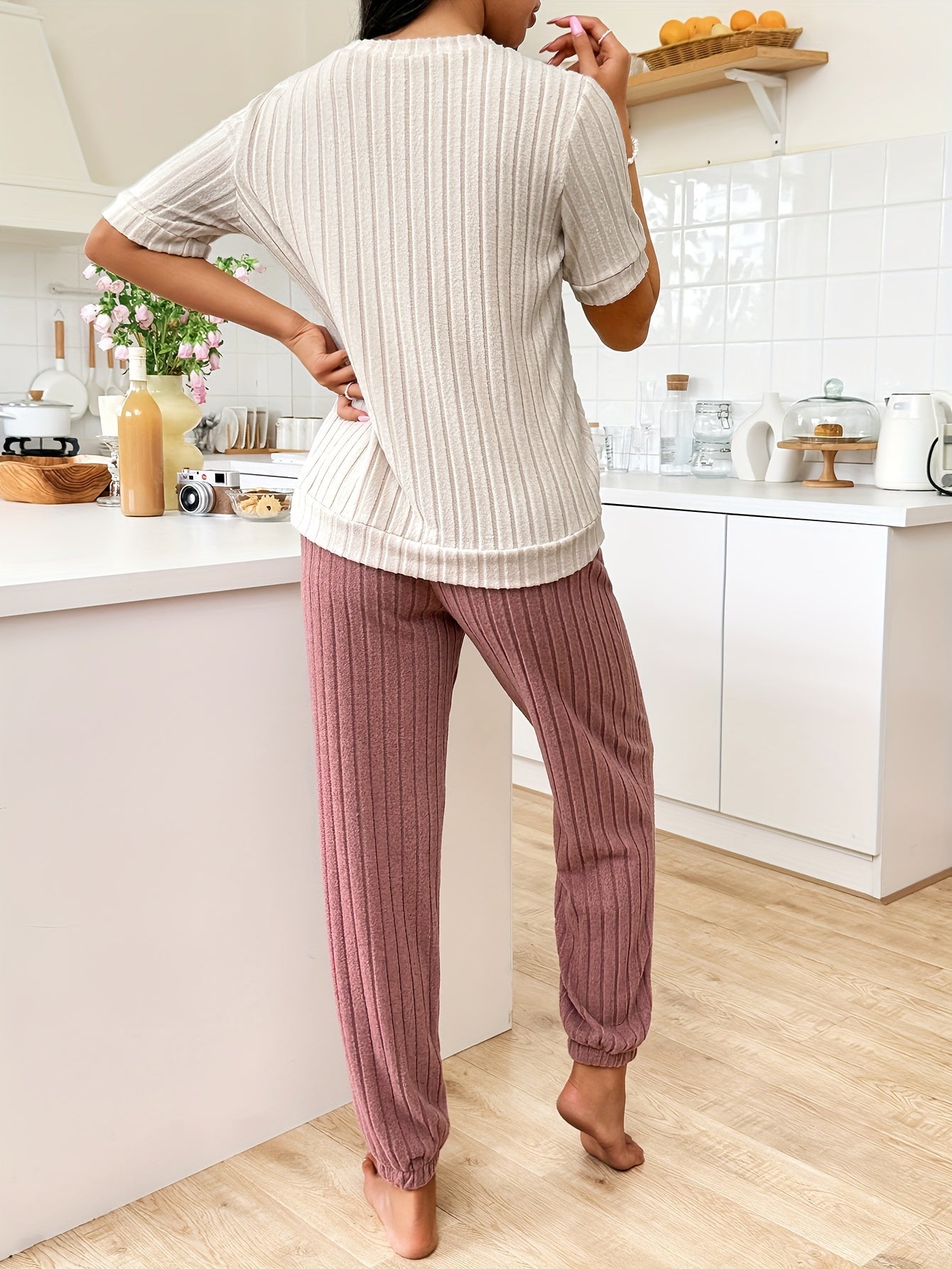 Women Crew Neck Pajama Set