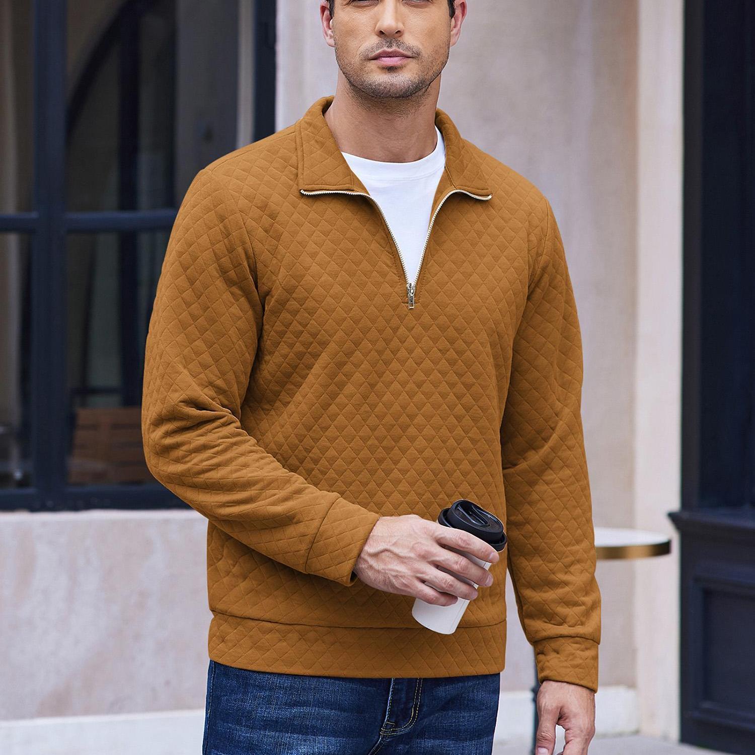 Zip Jacquard Knit Pullover