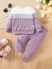 Baby Girl Color-Block Knit Two-Piece Winter Set