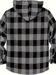 Men’s Heavyweight Plaid Hooded Winter Jacket – 2-Piece Set