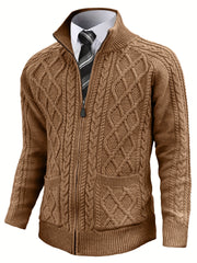 Men’s Cable-Knit Full Zip Cardigan Sweater