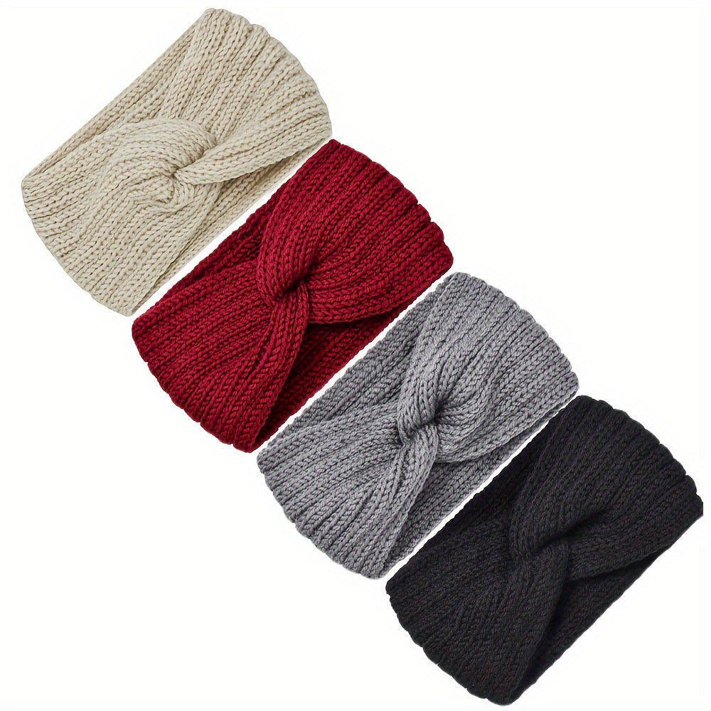 Women’s Cable Knit Winter Headband Set (4 Pieces)