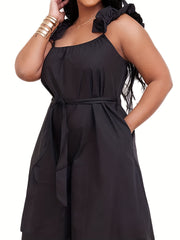 Plus Size Floral Detail Wide Leg Jumpsuit