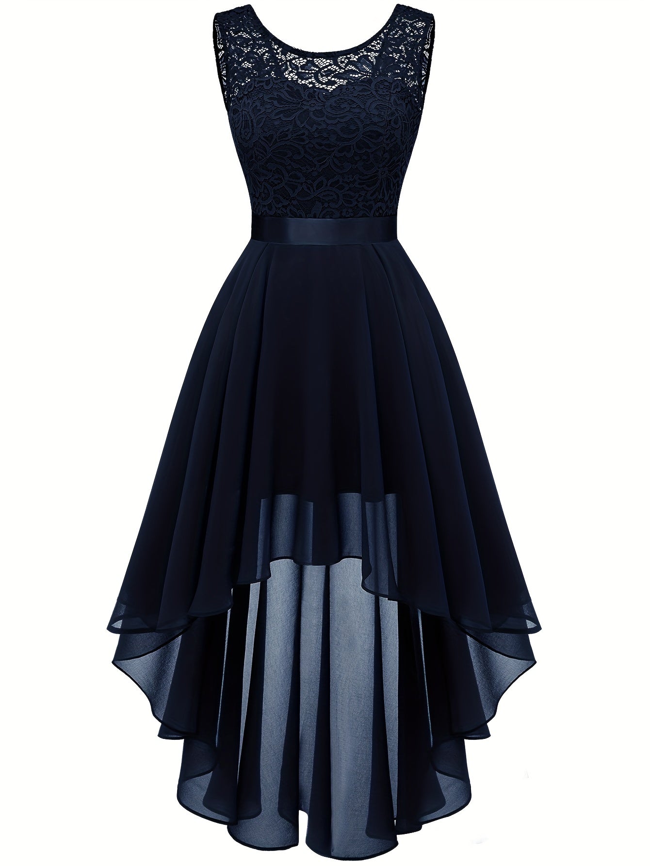 Asymmetric Lace Bow Waist Dress