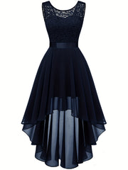 Asymmetric Lace Bow Waist Dress