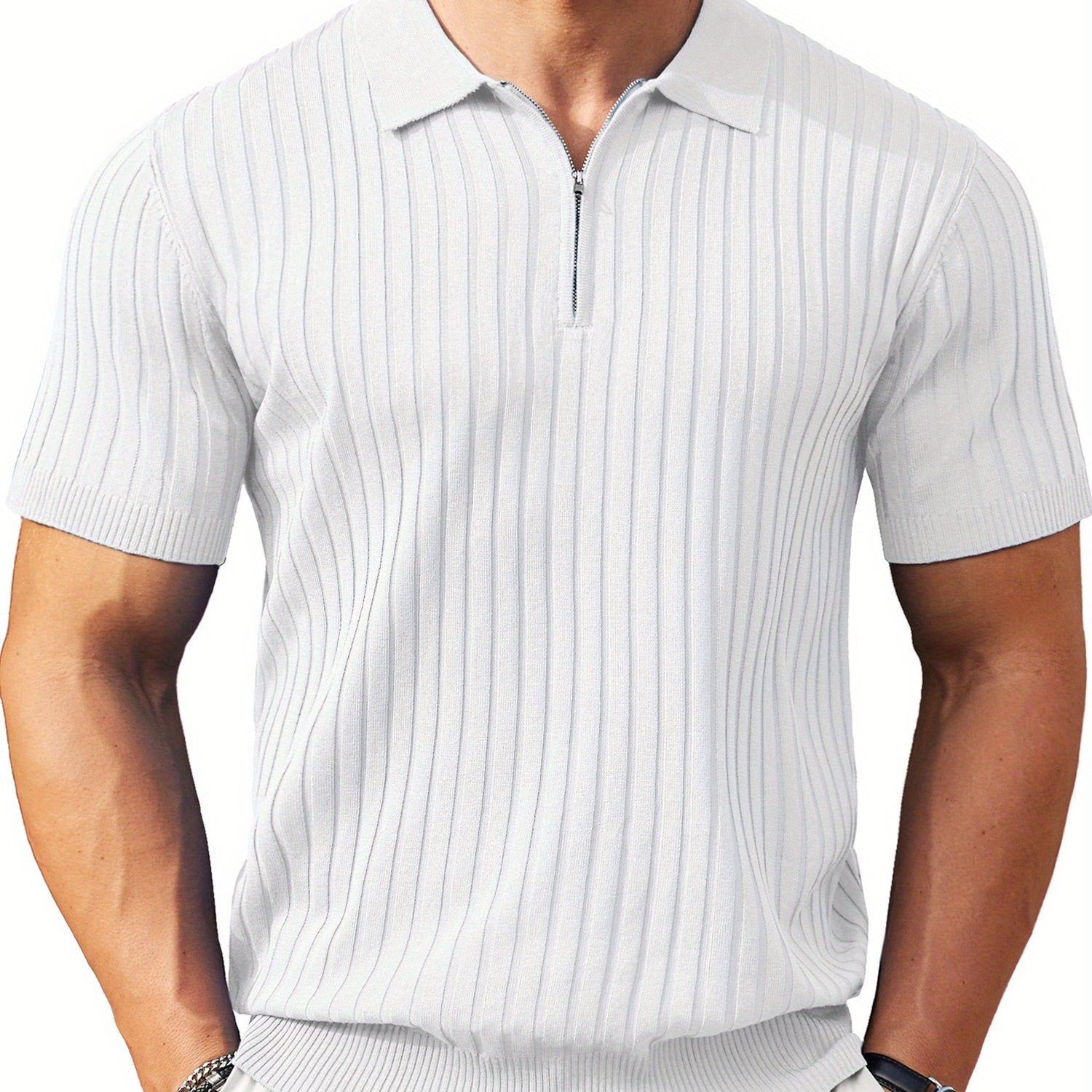 Zipper Knit Mens Polo Shirt