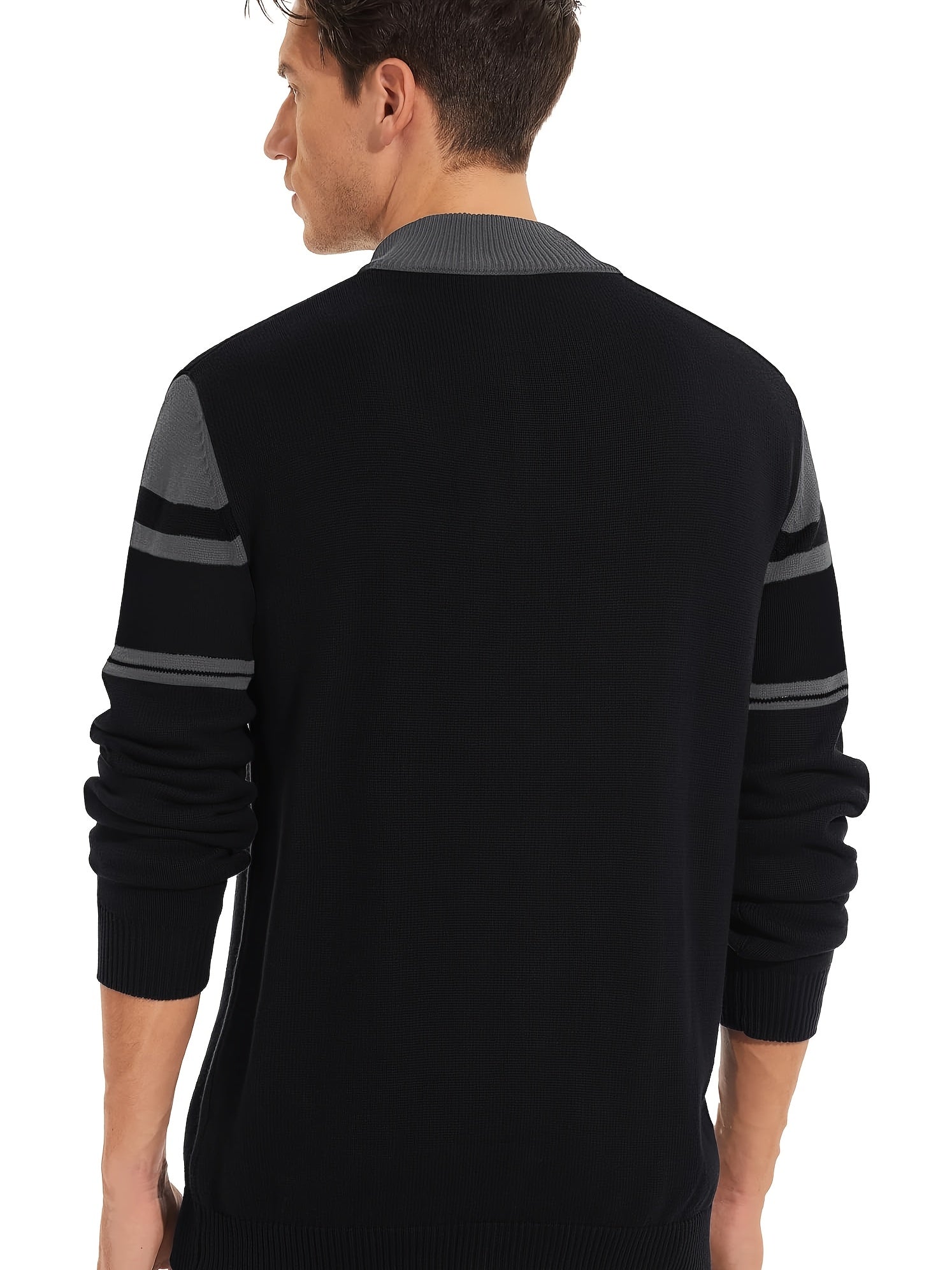 Stripe Zip Knit Pullover