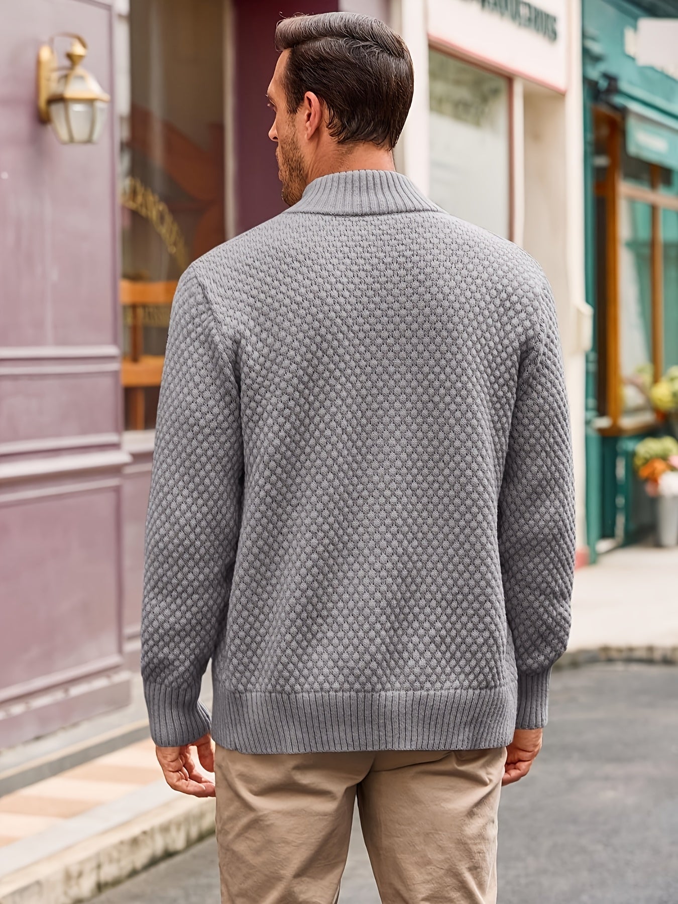 Zip Stand Knit Cardigan