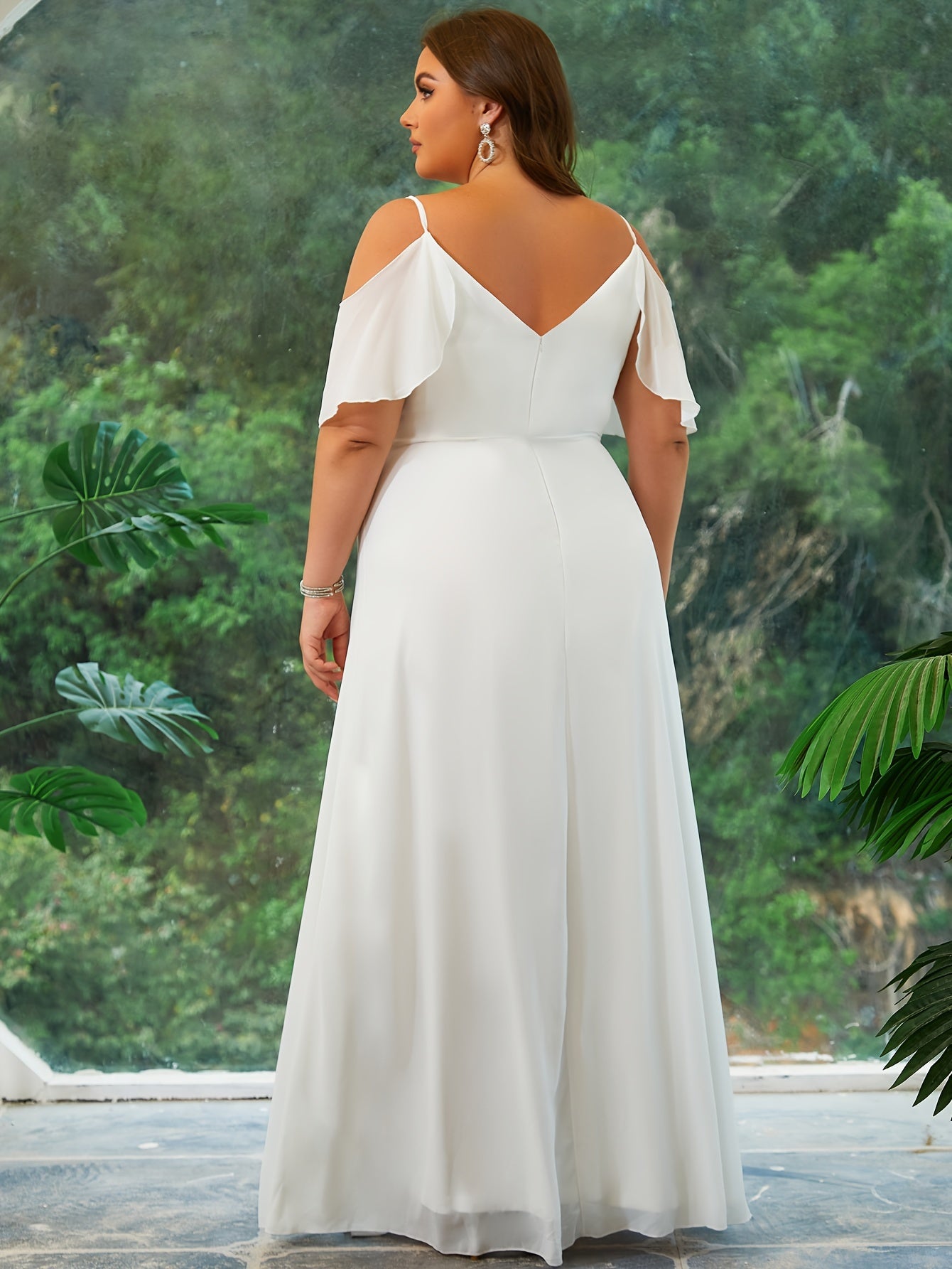 Plus Size Ruffle Chiffon Gown