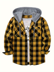 Hooded Plaid Shirt Jacket