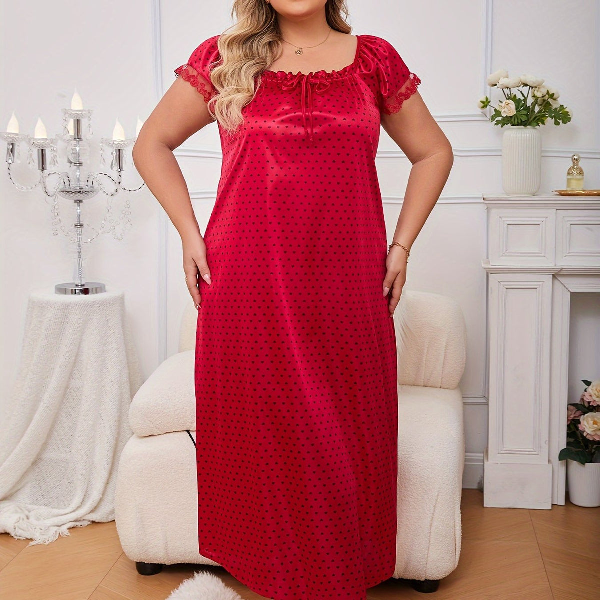 Plus Size Heart Print Night Dress