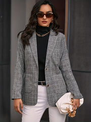 Plaid Woven Office Blazer