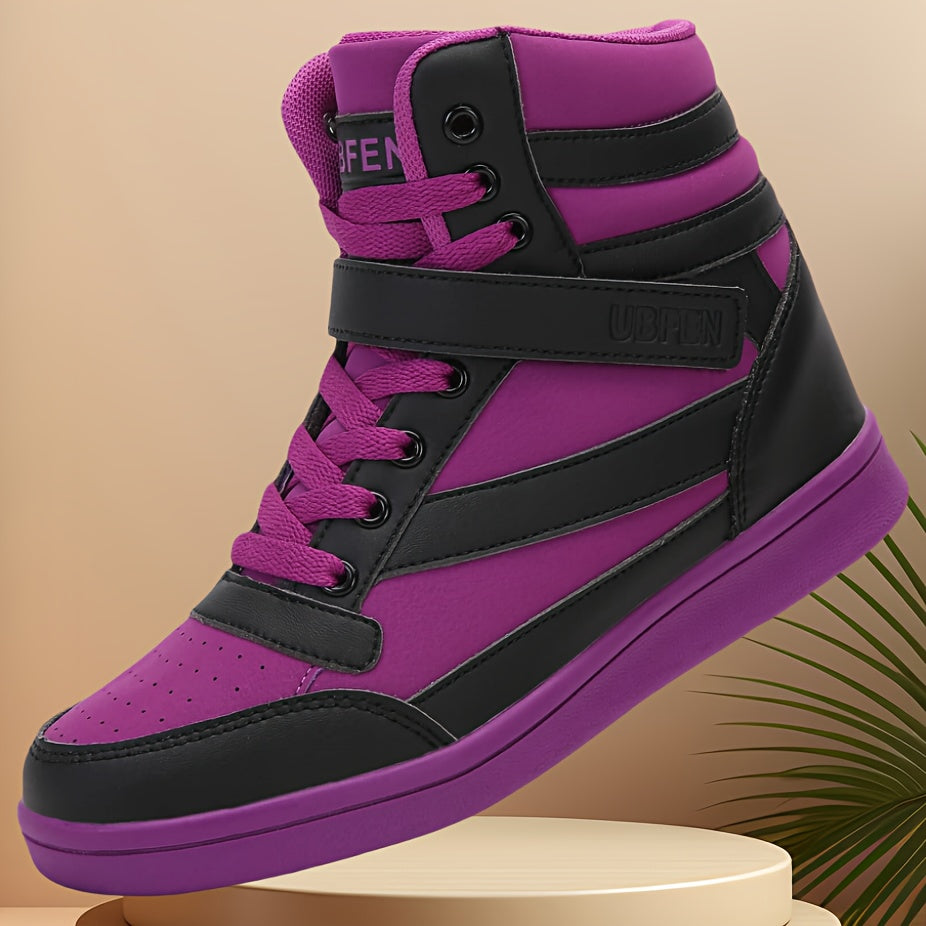 Women’s Retro High-Top Sneakers with Hidden Wedge Heel