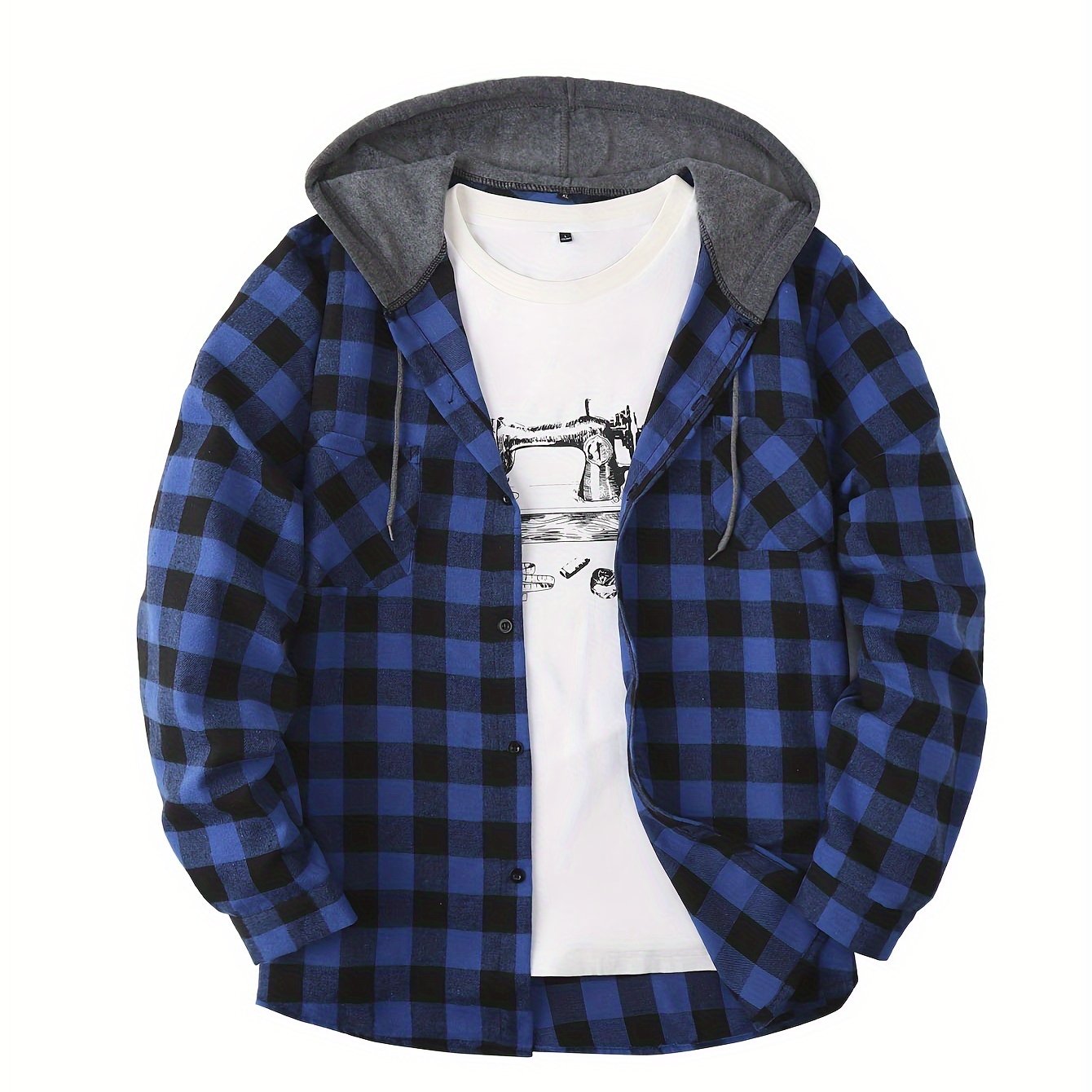 Hooded Plaid Shirt Jacket
