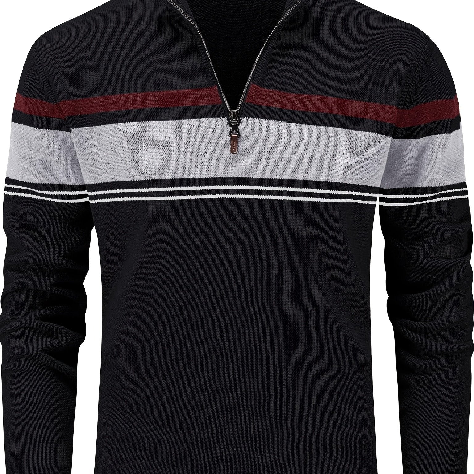 Stripe Zip Knit Pullover