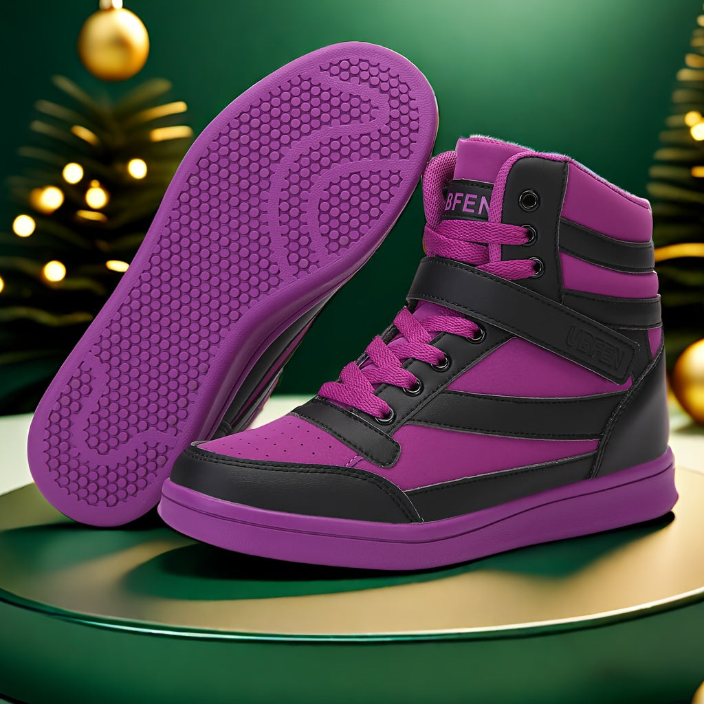 Women’s Retro High-Top Sneakers with Hidden Wedge Heel