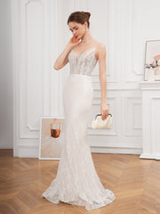 Floral Lace Cross-Back Mermaid Wedding Dress