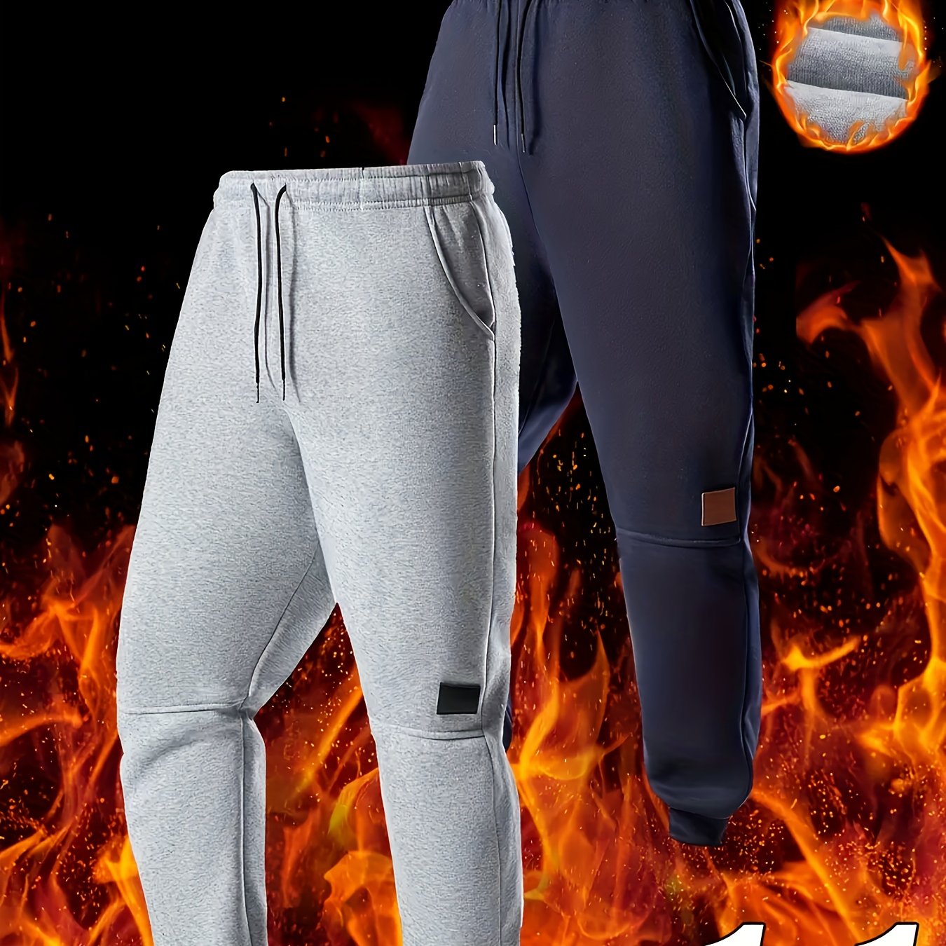 Men’s Fleece-Lined Sports Pants 2pcs
