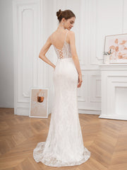 Floral Lace Cross-Back Mermaid Wedding Dress