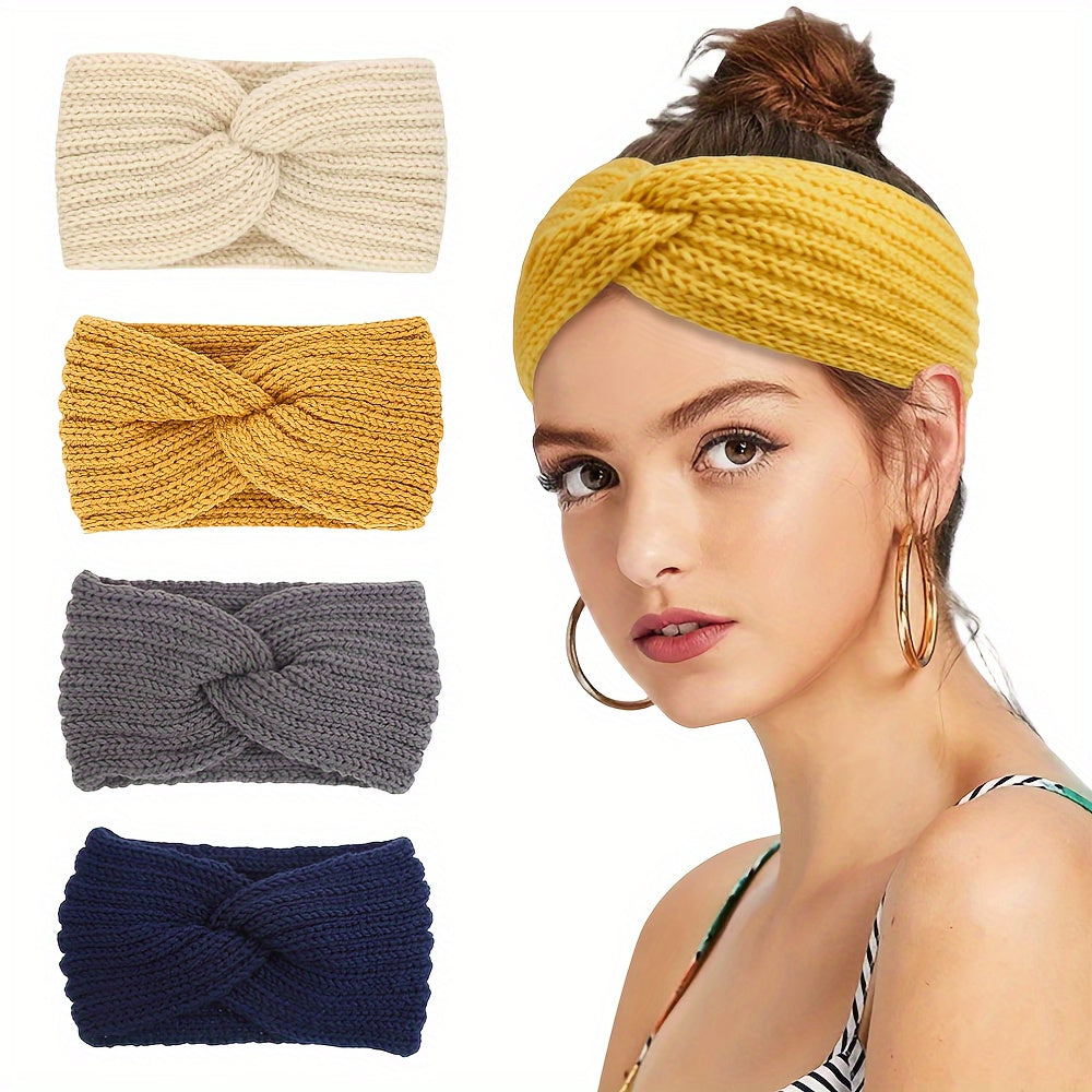 Women’s Cable Knit Winter Headband Set (4 Pieces)
