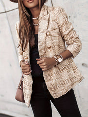 Elegant Tweed Check Office Blazer