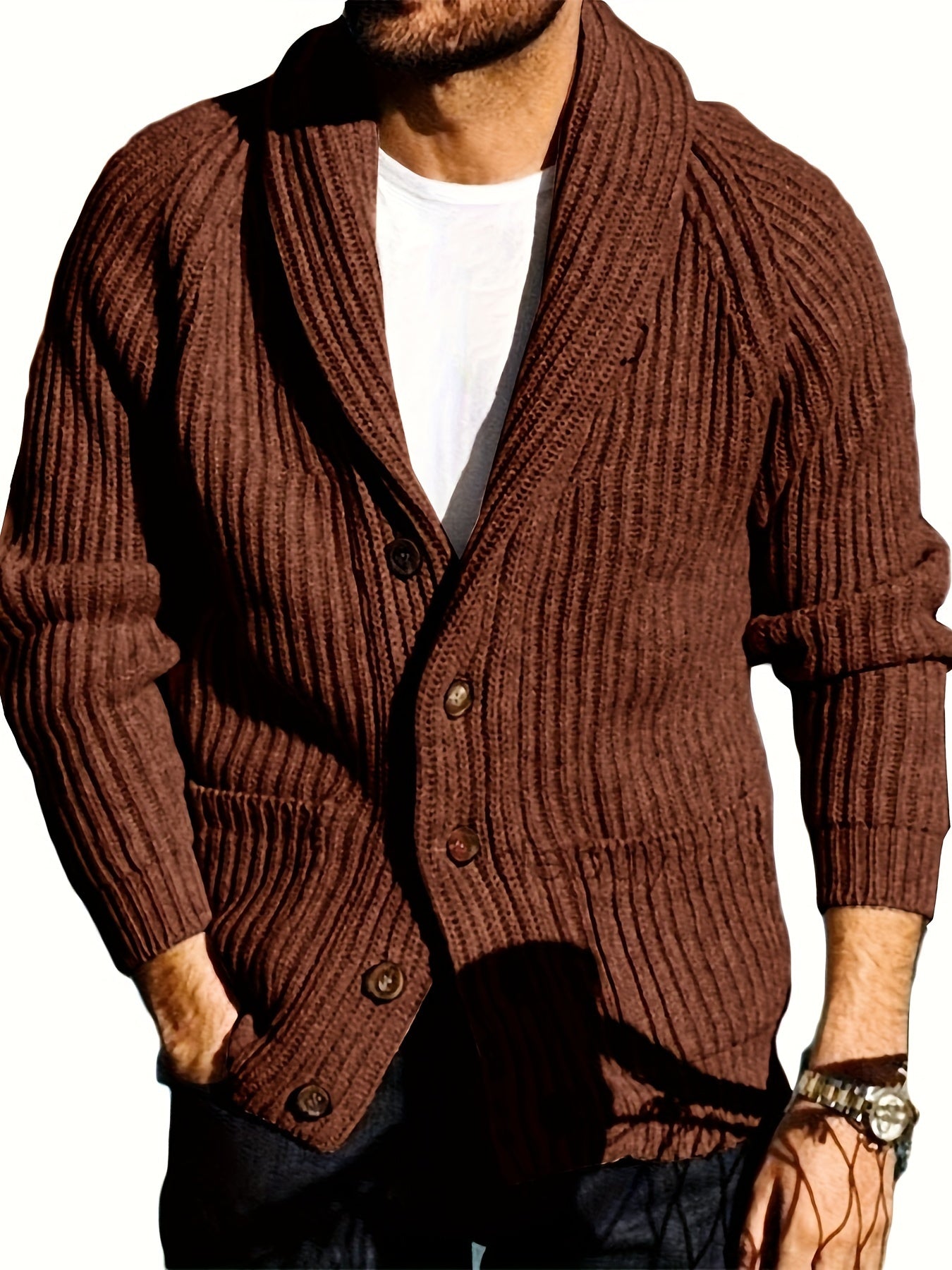 Shawl Cable Knit Cardigan