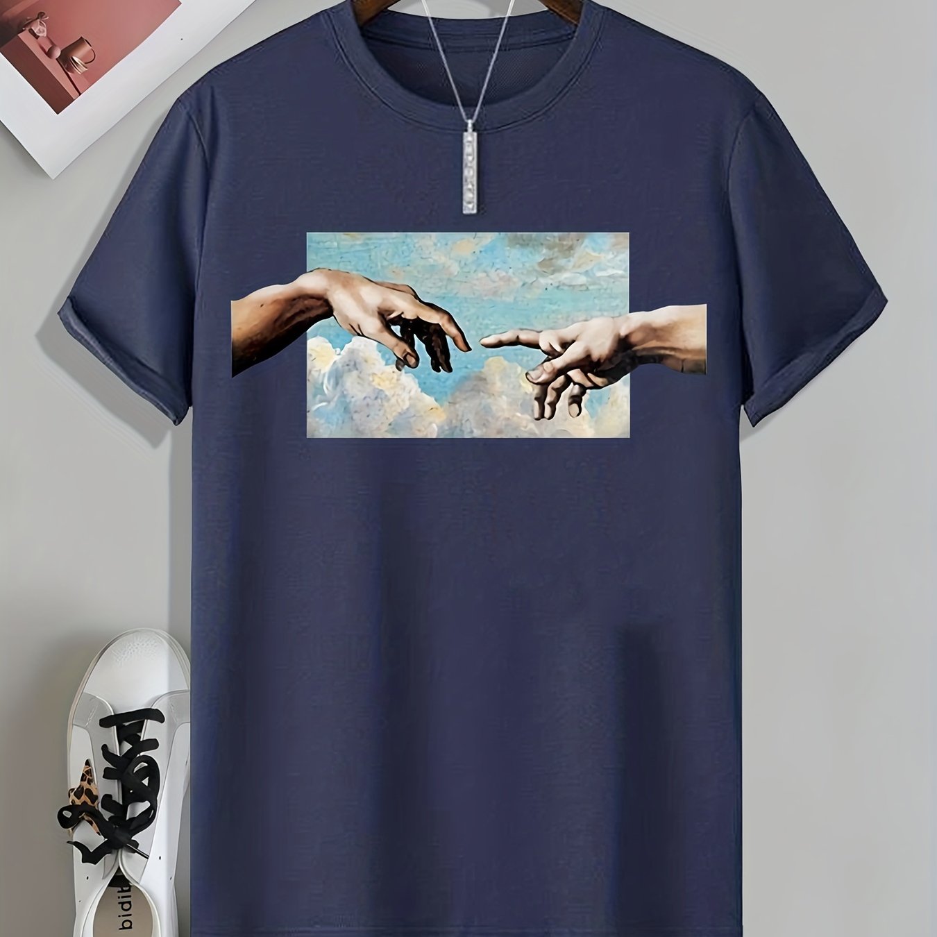 Men’s Geometric Appliqué Crew-Neck T-Shirt