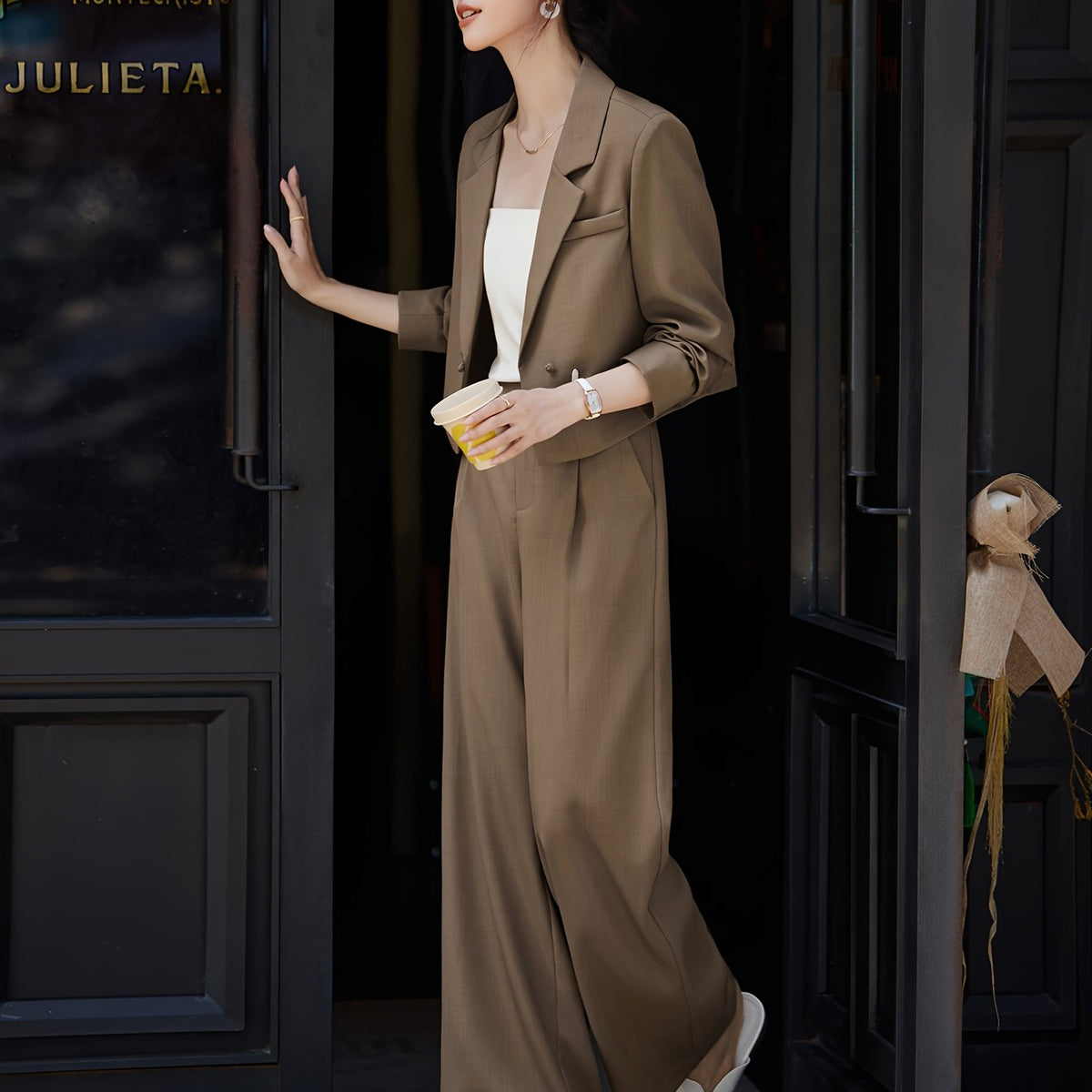 Modern Lapel Pantsuit Set Womens