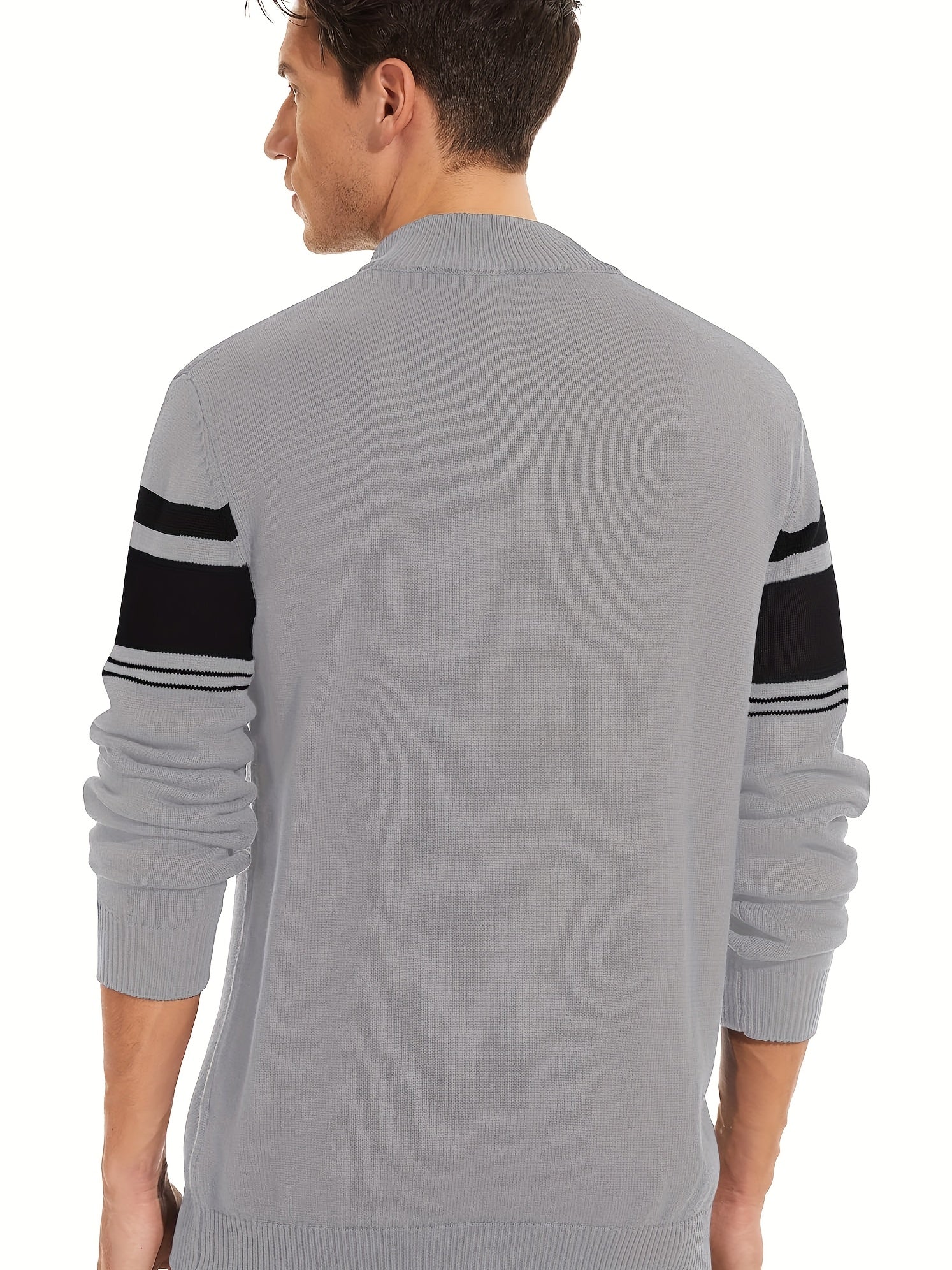 Stripe Zip Knit Pullover