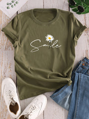 Women’s Floral & Letter Print Crew-Neck T-Shirt