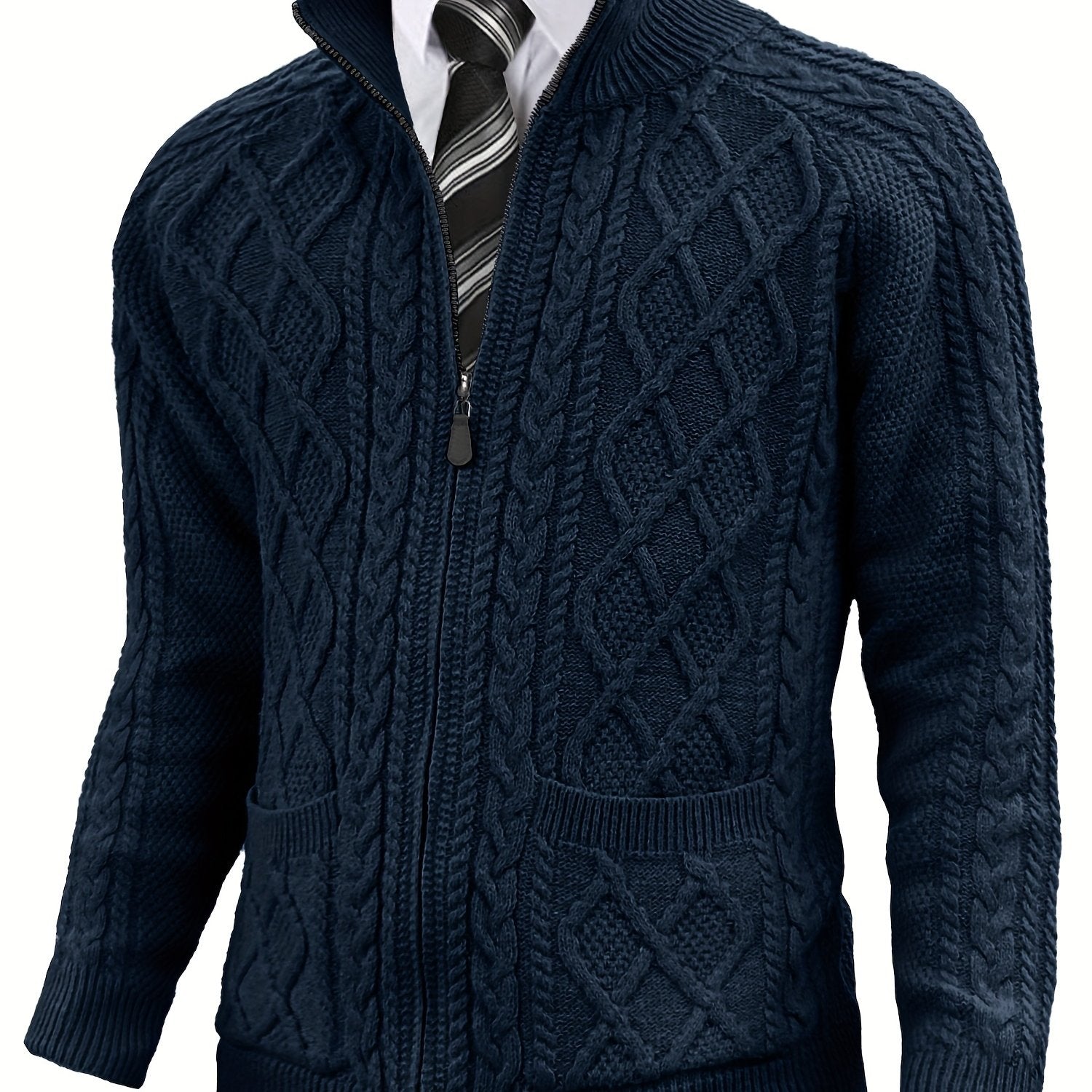 Men’s Cable-Knit Full Zip Cardigan Sweater