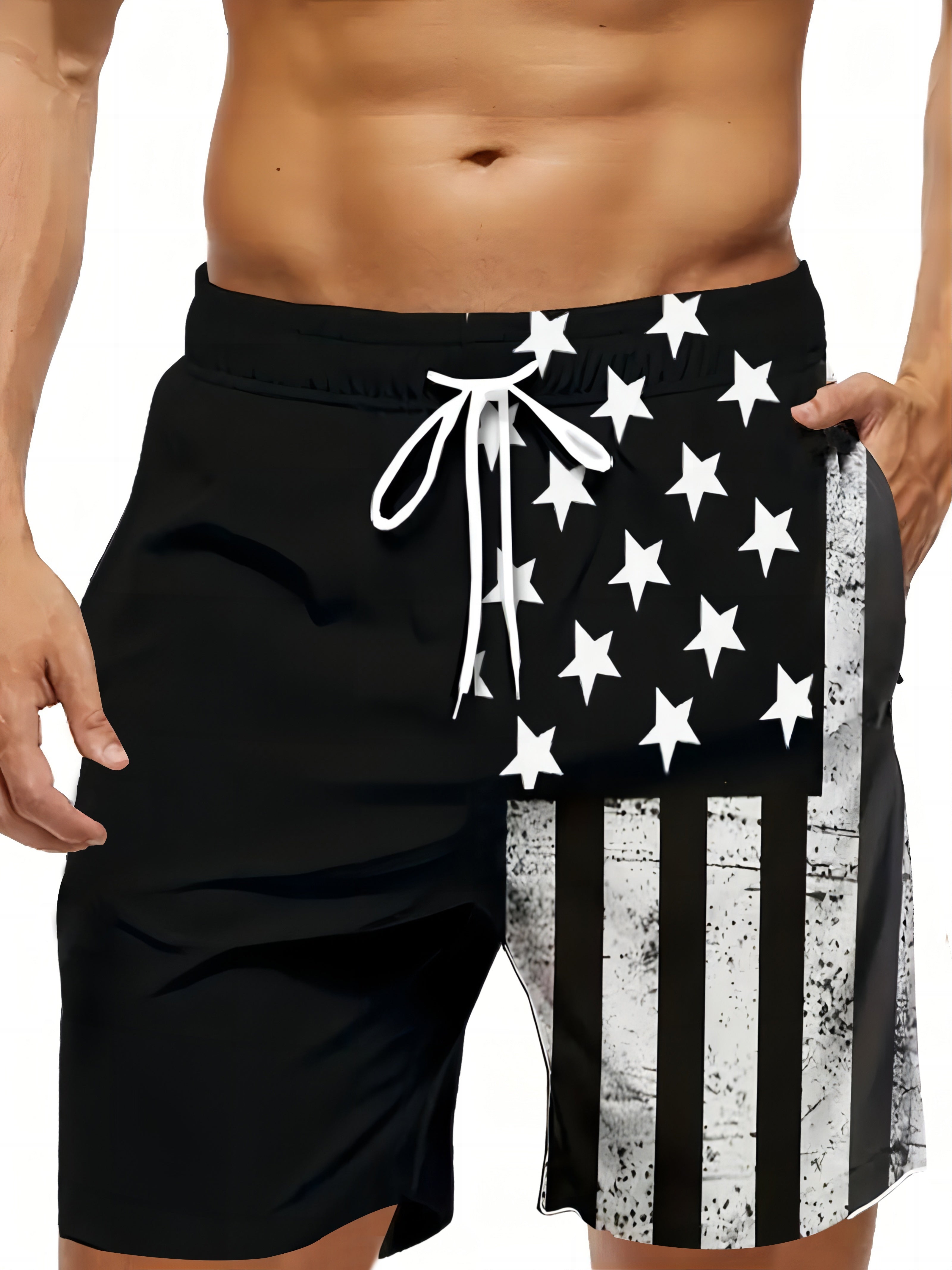 Men’s American Flag Contrast Print Shorts