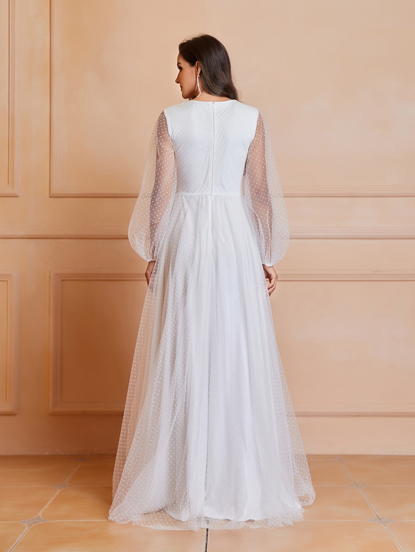 Sweetheart Ruched Long Sleeve Wedding Gown